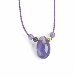 AnnS violette Seidenkette mit Amethyst, Spinell, vergoldet