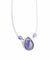 AnnS flieder Seidenkette Tropfen Amethyst, Labradorit, Silber