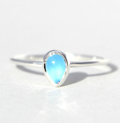 Campur Schmuck Ring Cabochon-Tropfen Chalcedon, silber