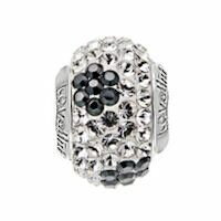 Lovelinks Bead Kristallpavé weiß, schwarze Blumen