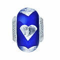 Lovelinks Muranoglas blau silber Herzen