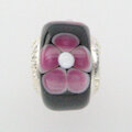 Muranoglas schwarz pink Blume 