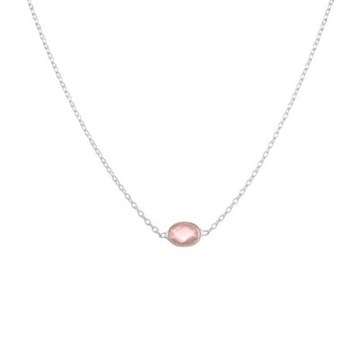 Muja Juma Kette Pink Chalcedon oval quer, Silber