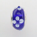 Muranoglas blau mit Blumen 