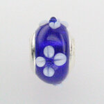 Muranoglas blau mit Blumen 