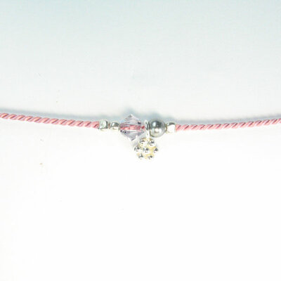 Unik Collection Glücks-Armband Blüte/Perle, rosa silber